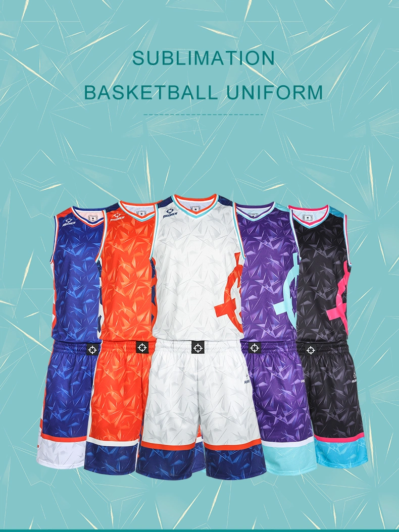 Rigorer Brand Sports Wear Sublimation Print Basketball Uniform for Men Breathable Light Weight